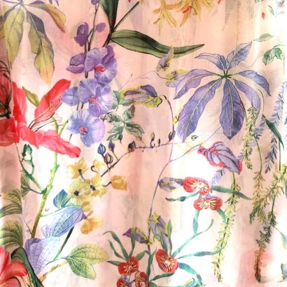 ROCHAS Gorgeous Silk ITALY Flowers Tie Bow Neck Luxury LS Sheer Blouse EUC LN 40 - Picture 12 of 16